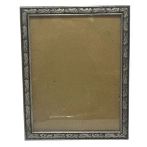 Antique Wooden Photo frame Silver Black Handwritten Message on Back 1918